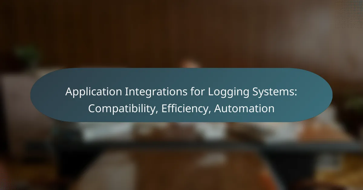 Application Integrations for Logging Systems: Compatibility, Efficiency, Automation