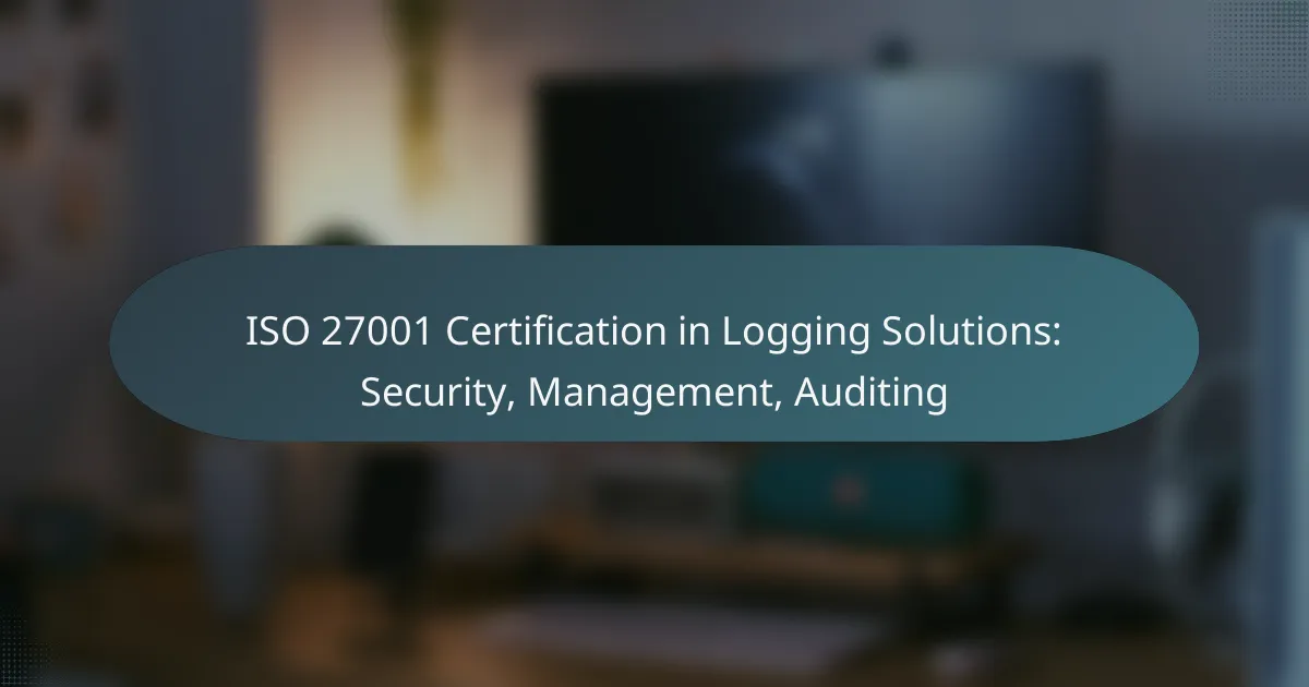 ISO 27001 Certification in Logging Solutions: Security, Management, Auditing