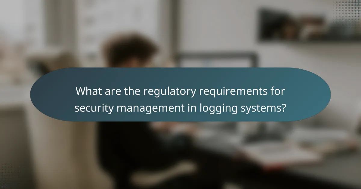 What are the regulatory requirements for security management in logging systems?