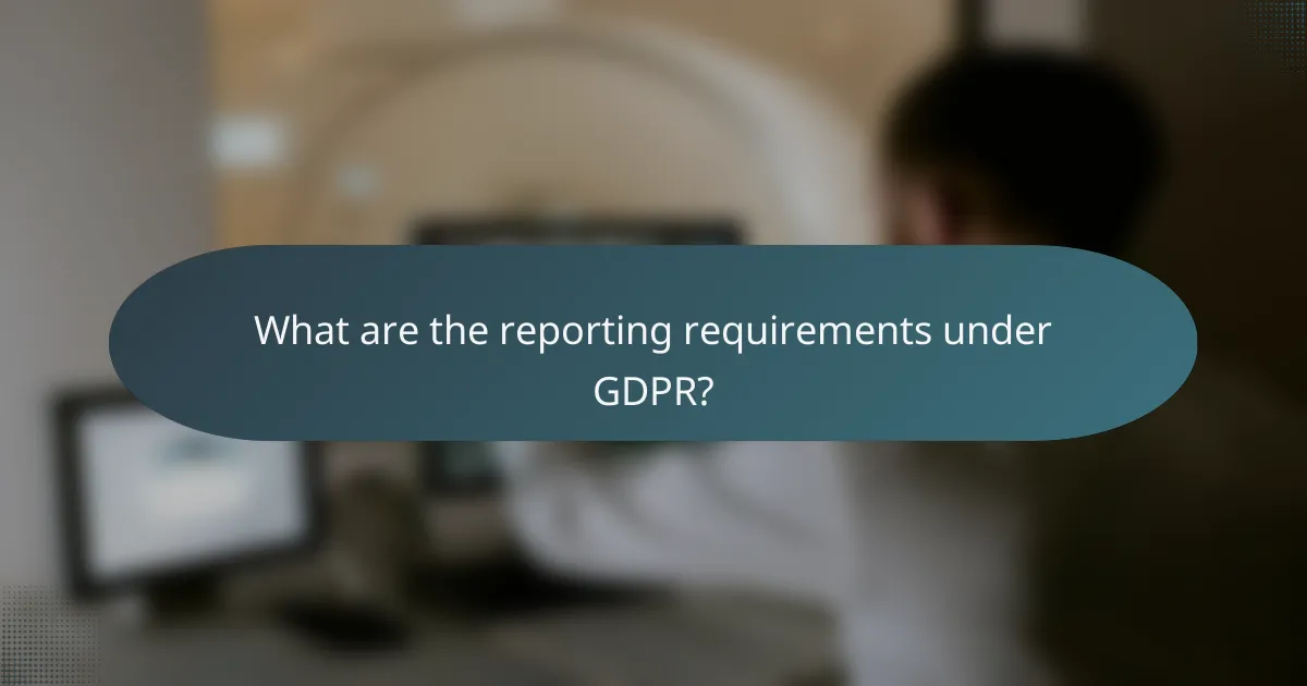 What are the reporting requirements under GDPR?